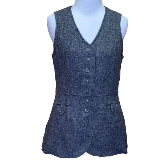 Vintage Tailored by Bobbie Brooks Gray Wool Fitted Button Up Vest - Picture 1 of 7